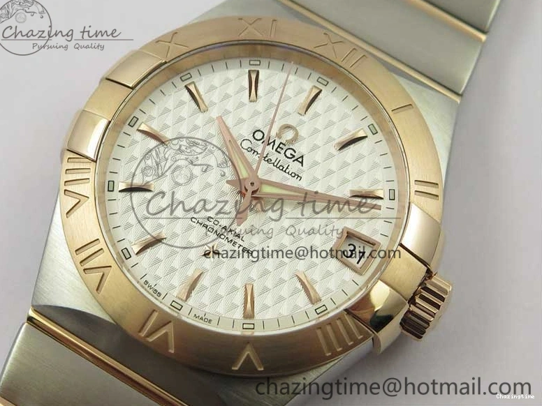 0115 Stylish Constellation 38mm SS RG VSF 1:1 Best Edition WhiteTextured Dial on SS RG Bracelet A8500 Super Clone 7921